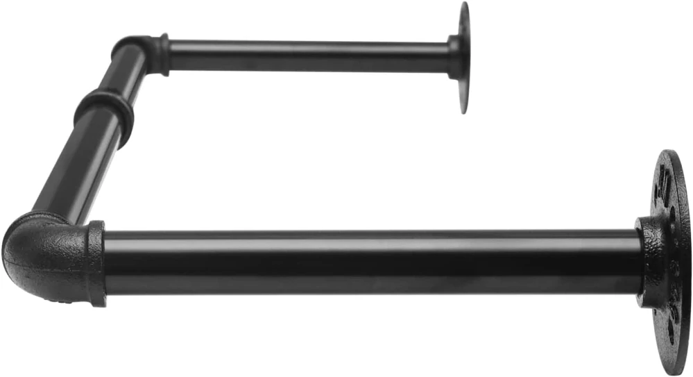 eSituro šatní tyč, sada 2 kusů, průmyslový design, nástěnná, černý kov, 100 cm,