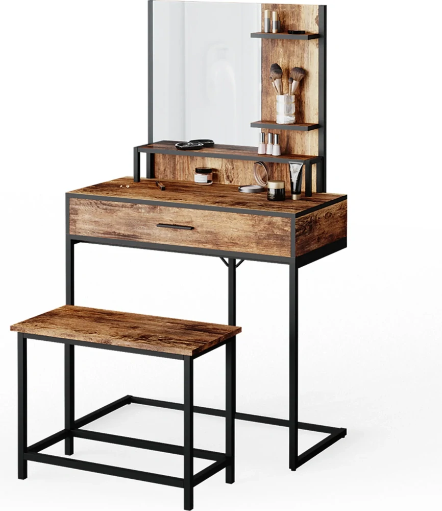 Vicco Lavice Fyrk, 60 cm pro toaletní stolek, Rustikální dub/Černá