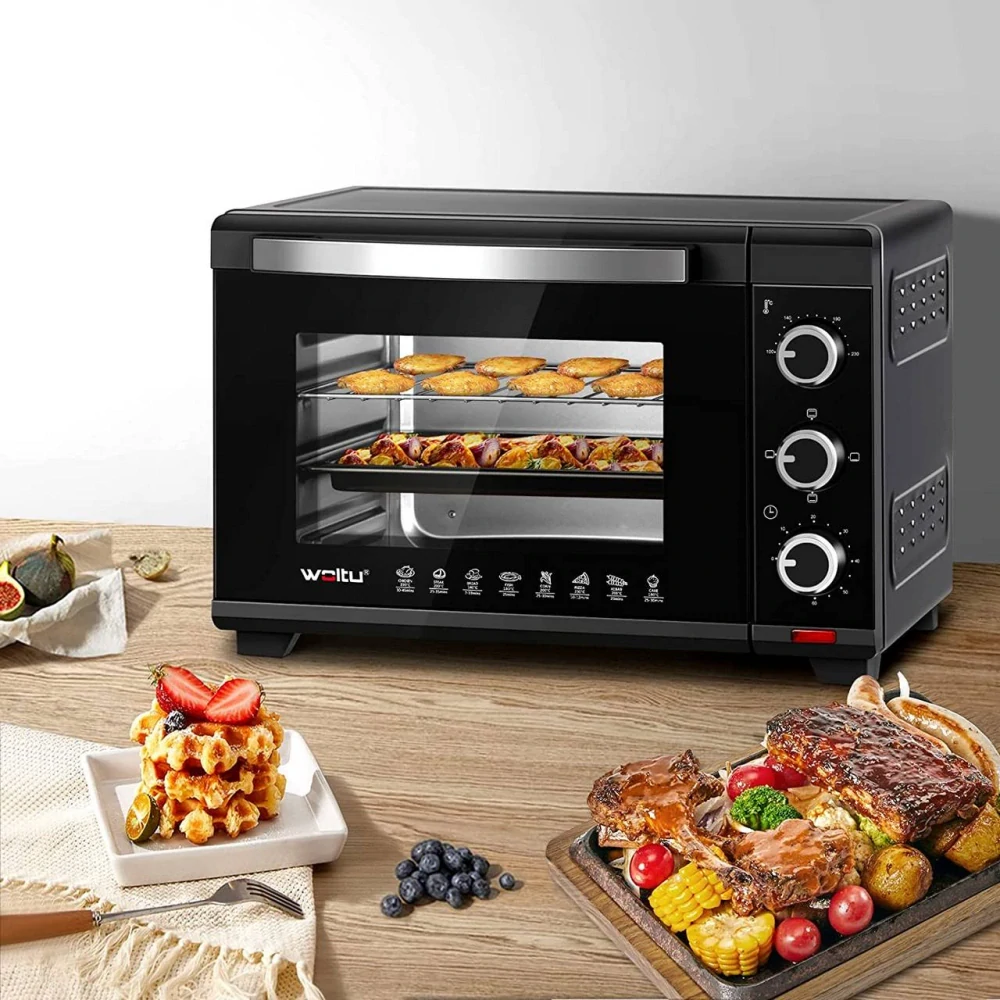 Mini trouba WOLTU 28 l, 1600 W, 100–230 °C, časovač 0–60 min, 3 režimy ohřevu