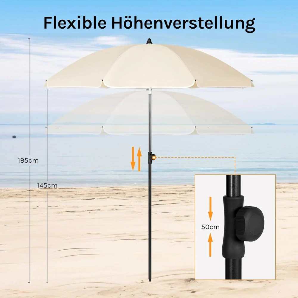 Slunečník WOLTU Průměr 155 cm, Balkónový slunečník, Plážový slunečník