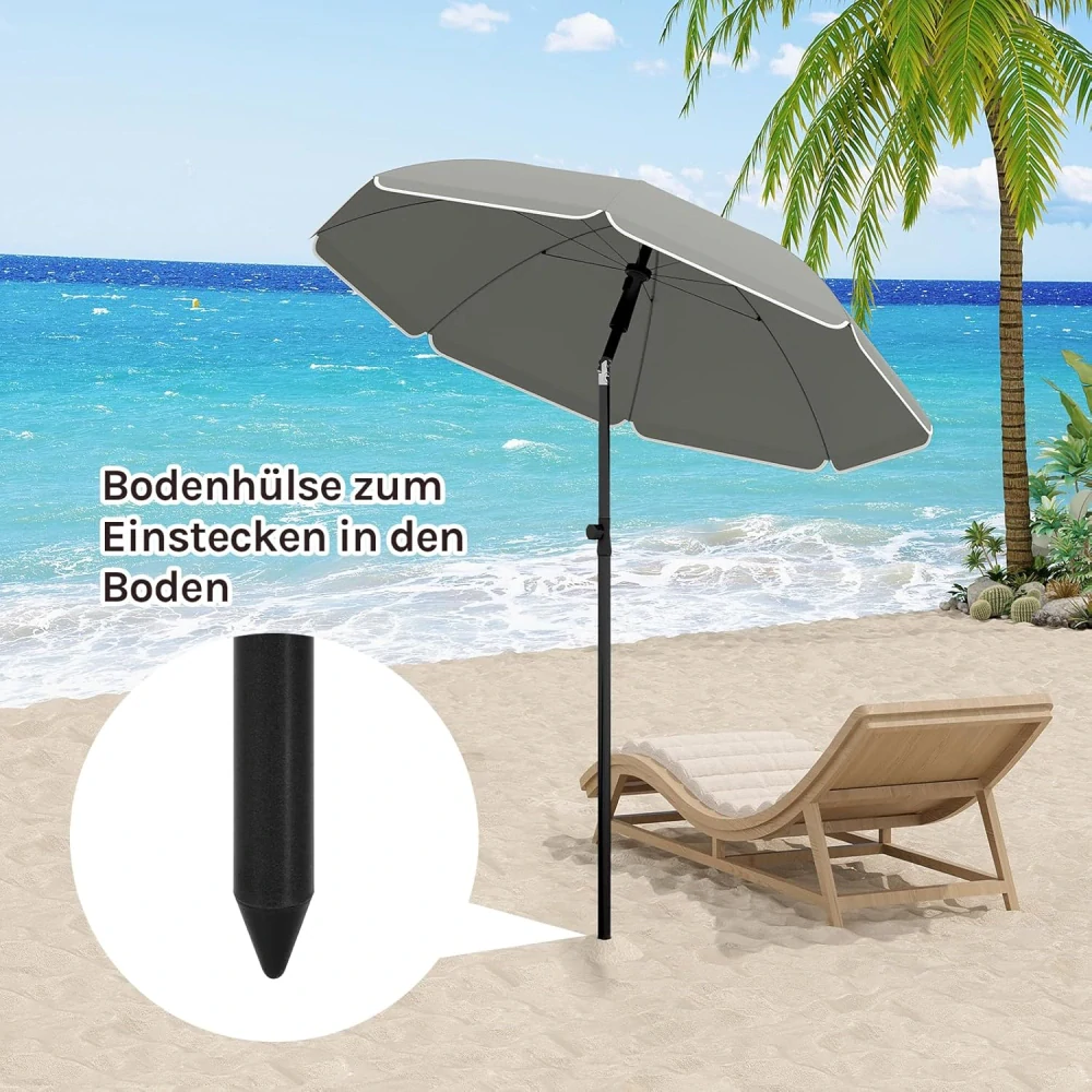 Slunečník WOLTU Průměr 175 cm, Balkónový slunečník, Plážový slunečník