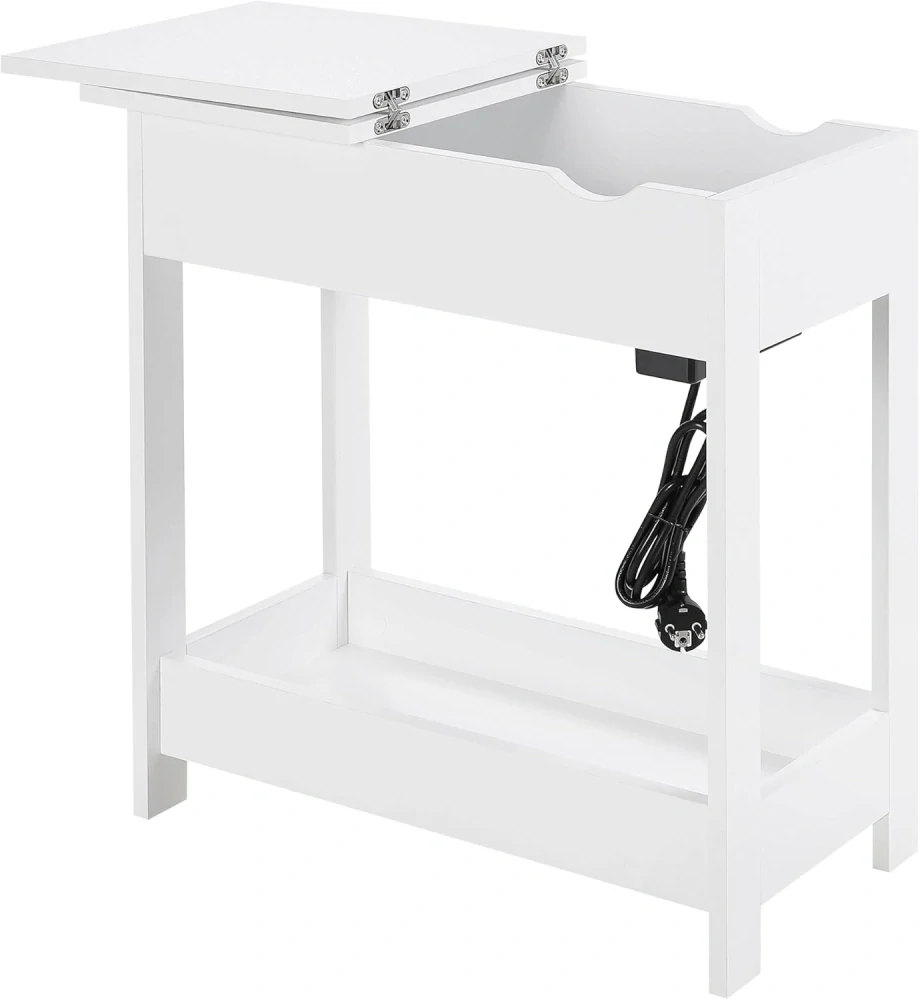 EUGAD 0001CHJ Odkládací stolek s nabíjecí stanicí, noční stolek se zástrčkou