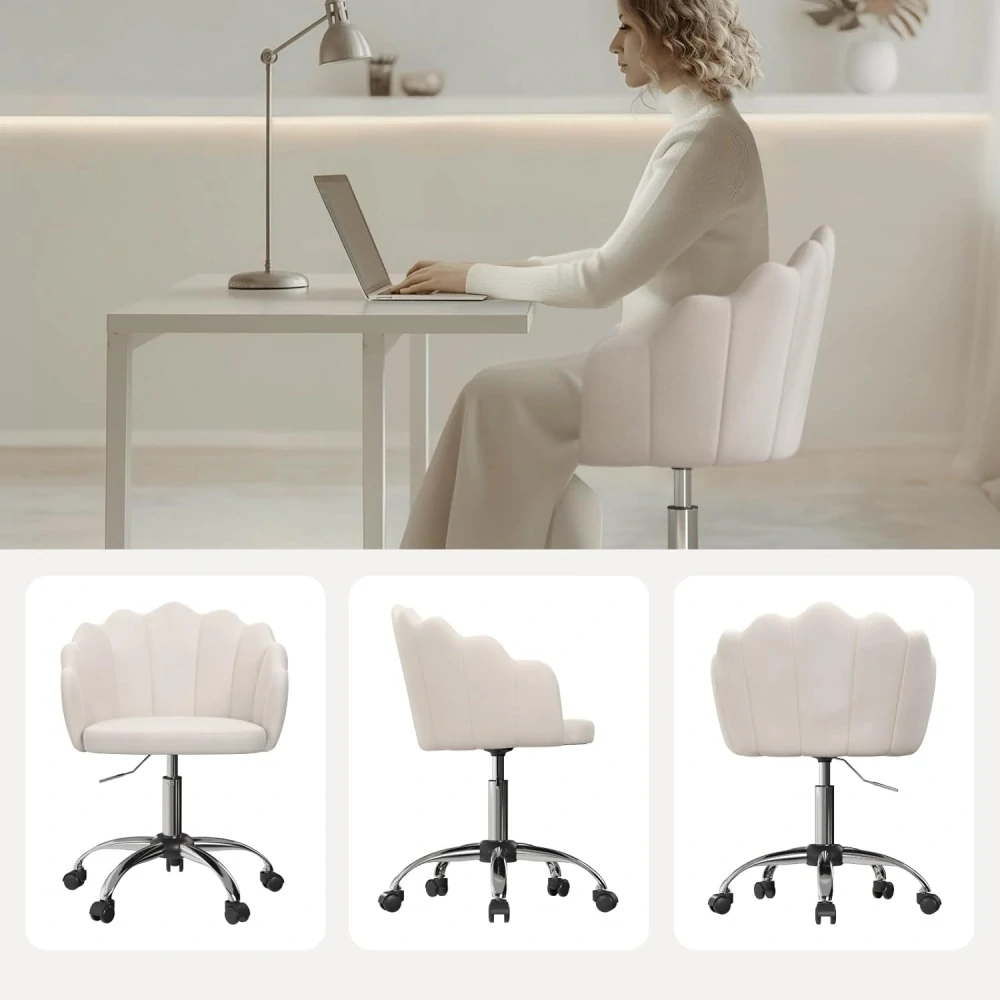Kancelářská židle WOLTU Homeoffice BS152cm Ergonomická sametová s opěradlem ve tvaru okvětního lístku
