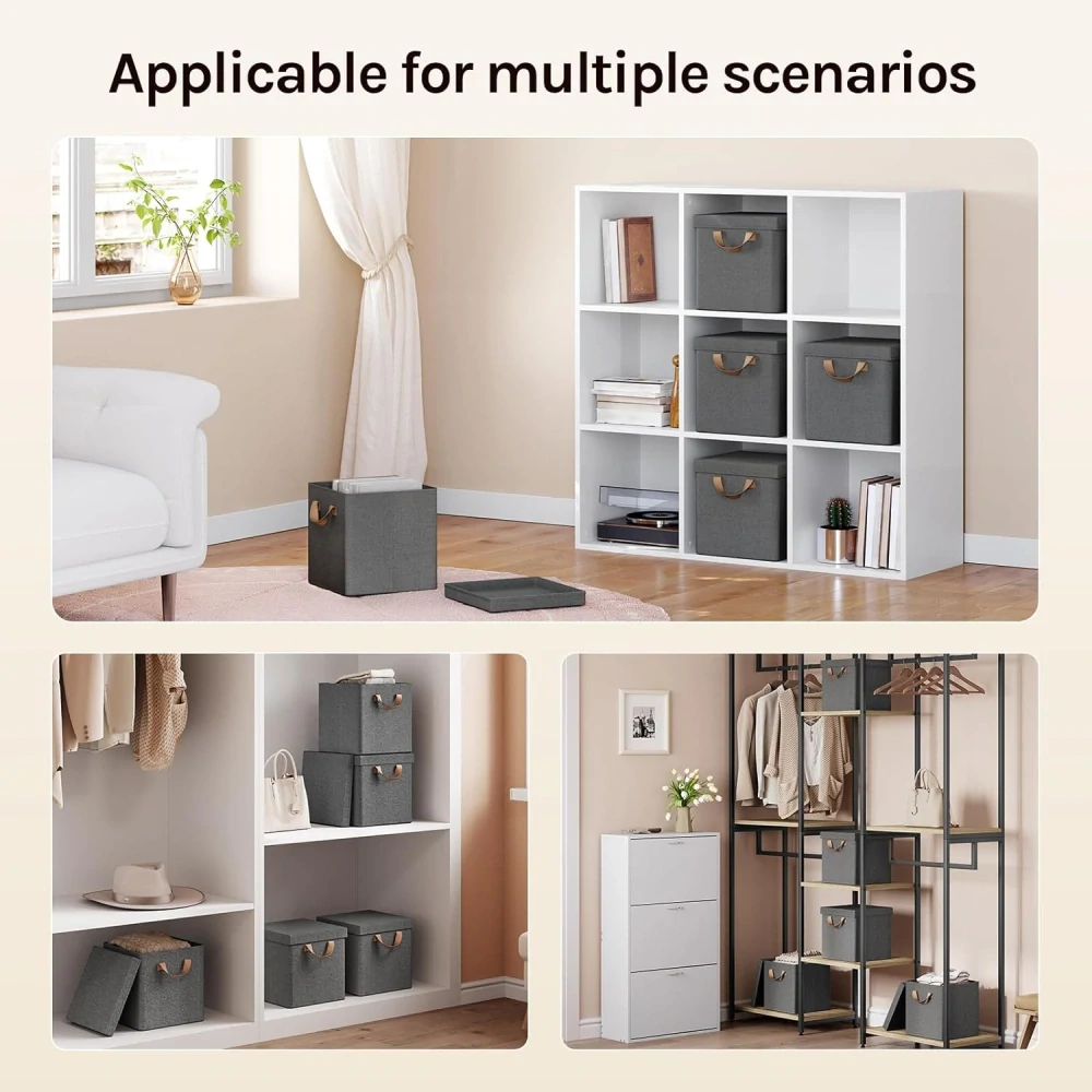 WOLTU Sada 5 látkových úložných boxů, šedé, 27x27x27cm