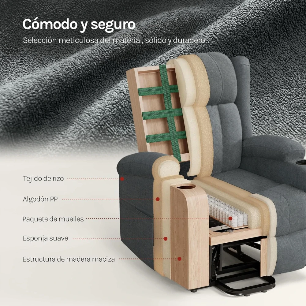 Elektrické polohovací křeslo WOLTU, masážní relaxační křeslo s asistencí zvedání